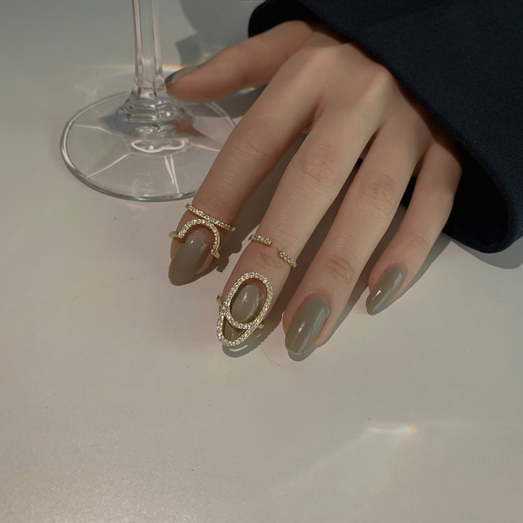 Adjustable Ring Size Copper Geometric Zircon Open Rings
