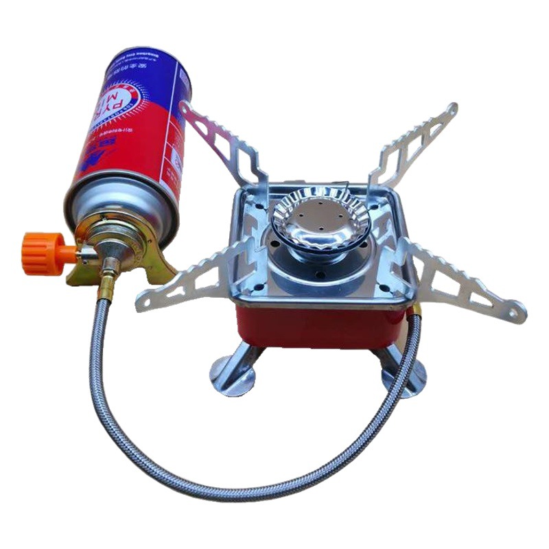 Outdoor portable small square stove outdoor camping barbecue stove mini folding stove Palm Square stove card-type gas stove