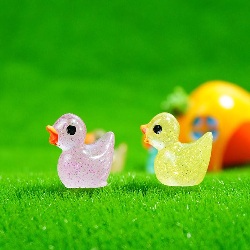 Patito colorido decoración de micro paisaje bricolaje resina luminosa Pato amarillo niño super amor luminoso cebolla verde lindo mini