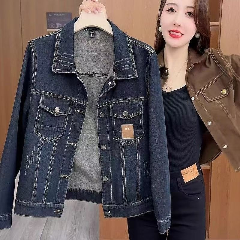 百搭牛仔外套女春秋新款时尚百搭减龄休闲夹克上衣女