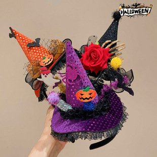 Halloween Children's Headband Girls COS Show Decoration Witch Hat Headband Funny Pumpkin Ghost Hair Card Hair Accessories