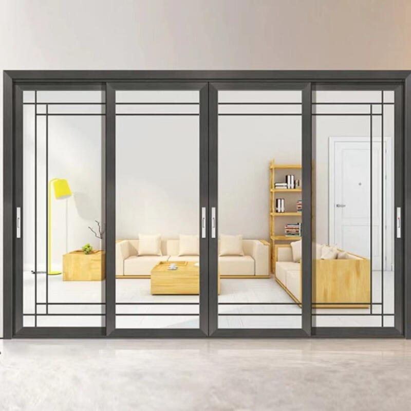 Balcony Sliding Door, Kitchen Titanium-Magnesium Aluminum Alloy Glass Sliding Door, Outdoor Thermal Break Aluminum Partition Door, Sliding Glass Door