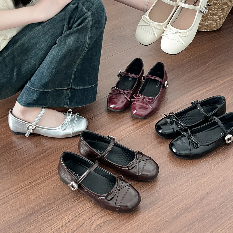 Retro Forest-Style Bow-Knot Soft-Soled Mary Jane Shoes for Women, 2026 Spring New Versatile Fairy-Style Small Leather Shoes Trend