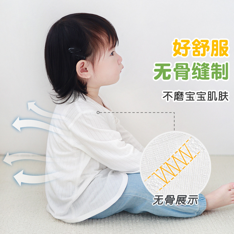 Ropa de protección solar para bebés Ropa de verano para niños Tops finos con aire acondicionado Chaquetas de punto para niños y niñas para salir Chaquetas para bebés