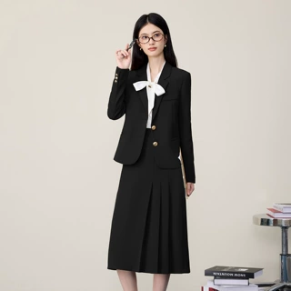 春秋季职业黑色西装外套女教师穿搭大学生通勤面试工作服西服套装