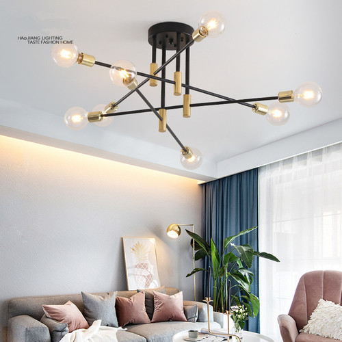 Cross-border Nordic modern minimalist living room ceiling lamp personalized iron bedroom restaurant lamp household LED bedroom lamp