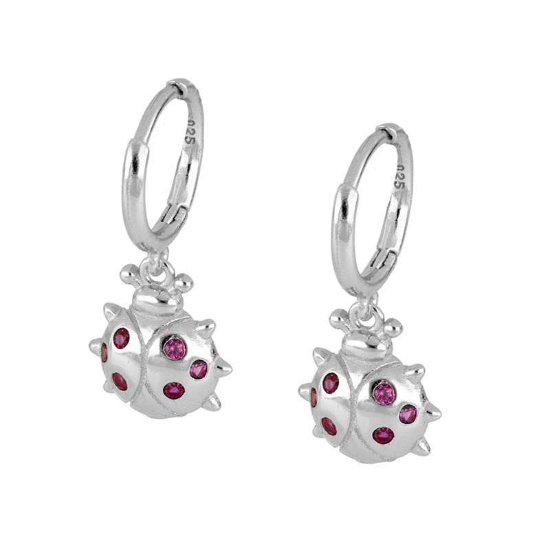 Sterling Silver Needle Ladybug Personalized Earrings Cross-border Trend Hot Selling Fashion Minimalist Creative Ear Clip Insect Earrings display picture 2