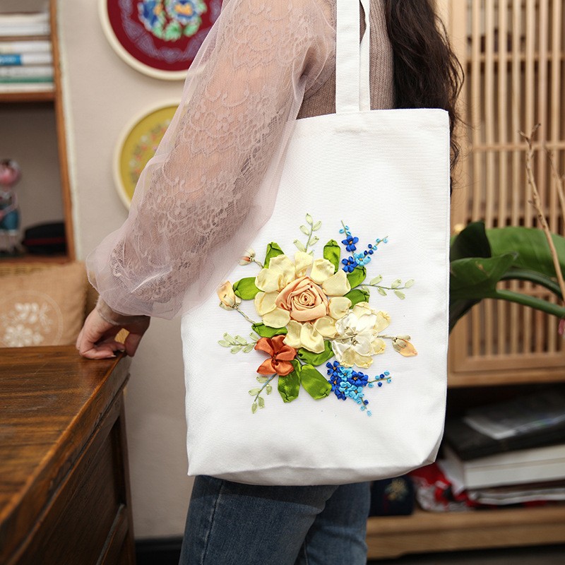 Bordado hecho a mano DIY boca Bolsa de Oro bordado Suzhou solo bolso de hombro bordado tridimensional DIY pareja bolsa de lona image 18