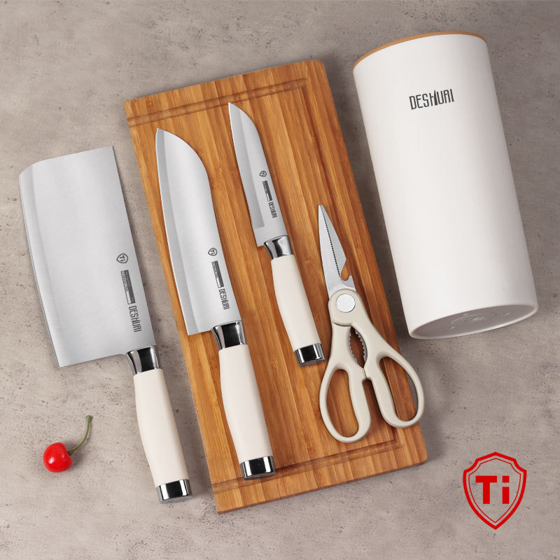 Vacuum Titanium Silver Household Knife Kitchen Knife suit Meat Cutting Kitchen Knife Stainless Steel Knife Five-piece Set Combination Slice