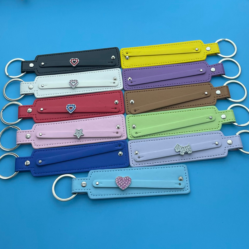 Leather Keychain 8mm Imitation Leather Alloy Pendant DIY Couple Mobile Phone Pu Pendant Personalized Creative Small Accessories Letters