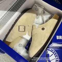 勃肯新款男女同款包头拖真皮软底增高懒人鞋一脚蹬博肯