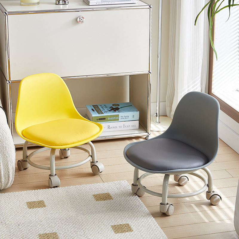 Adjustable Height Stool with Swivel Wheels for Home Use, Lazy Roller Skating Chair with Backrest, Popular on Social Media