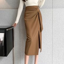 褶皱开叉半身裙女夏季新款韩版修身显瘦气质包臀裙