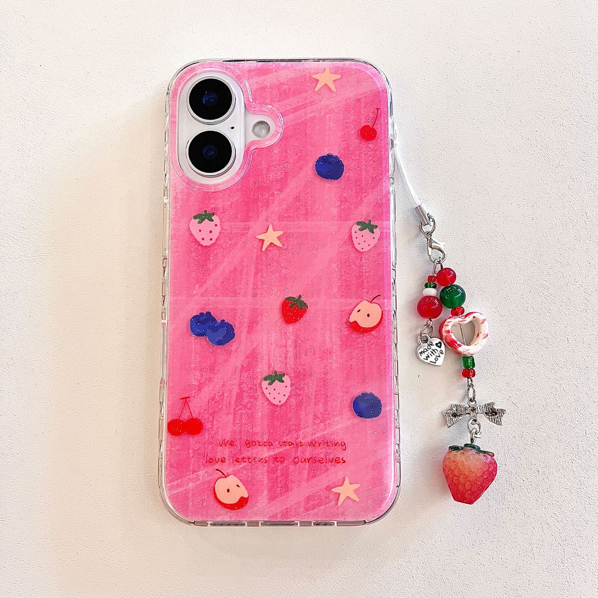 Fruta de graffiti coreana para Apple 16ProMax funda para teléfono móvil 15/14 Simple 15Pro nicho 13 colgante 16