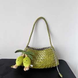 手工编织包包清新拼色帆船包包腋下包手提包单肩包女子母包