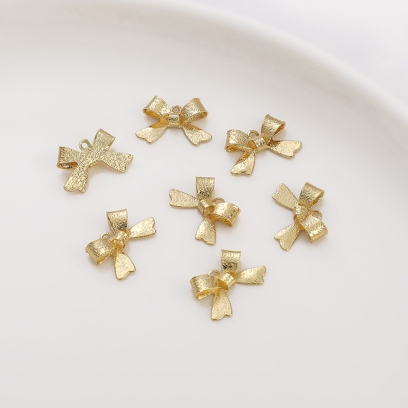 14K gold-wrapped copper bow accessories handmade diy color-retaining bracelet necklace three-dimensional earrings pendant jewelry accessories