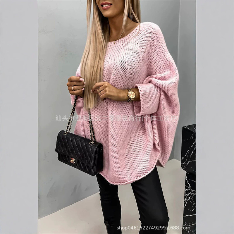 2026 Autumn New Amazon European and American Cross-Border Women's Sweater Cape Poncho Style Fashion Knitted Shawl Sweater 4