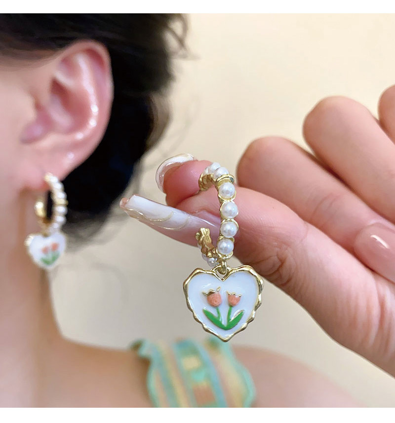 Inlay Design 1 Pair IG Style Sweet Flower Inlay Alloy Rhinestones Pearl Ear Studs