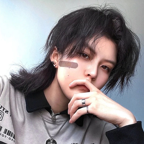 Wolf Tail Warrior Hairstyle, Japanese Neutral Mullet, Fluffy Natural Full Head Cover, Unisex Hairpiece Manufacturer, Custom Made One Piece