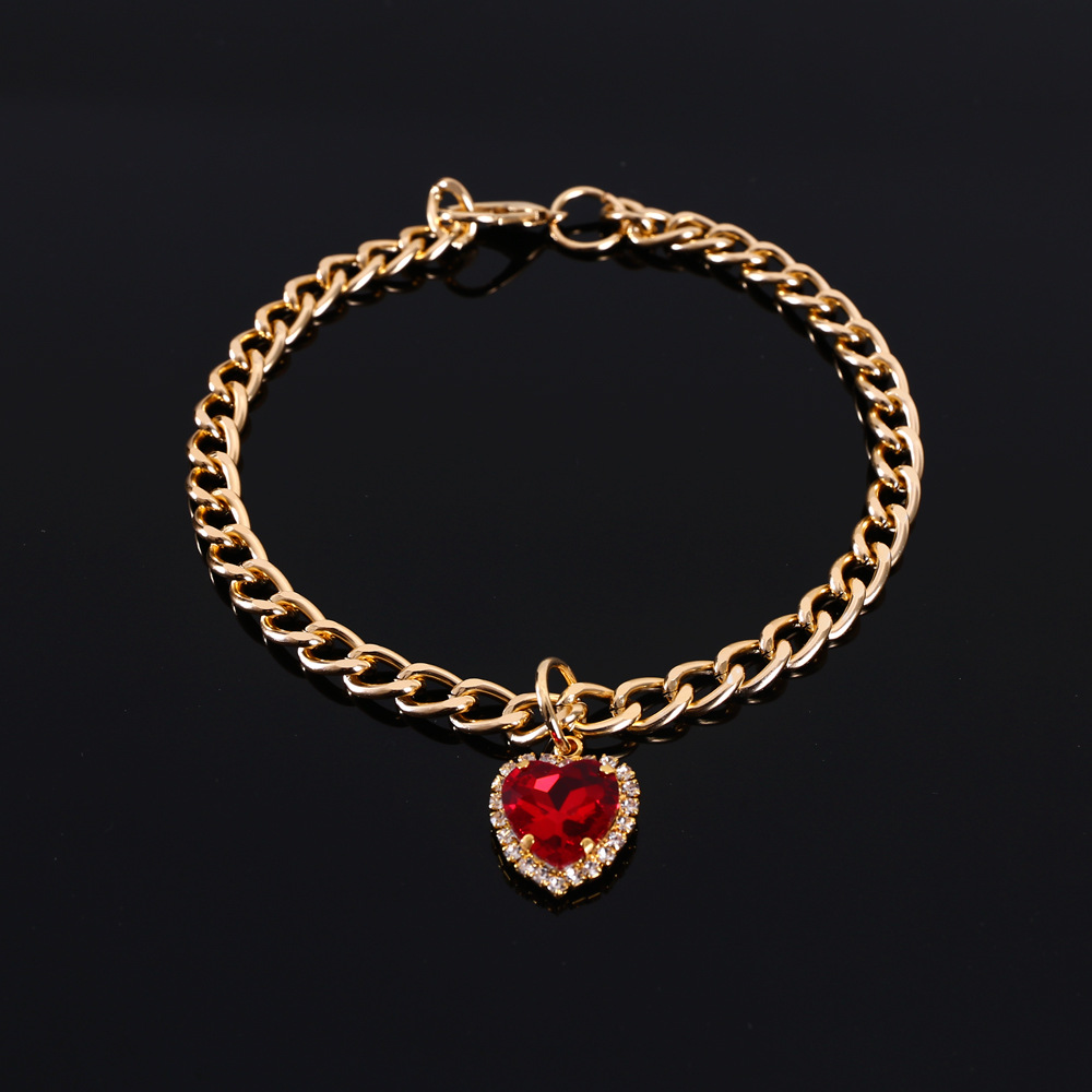 Comercio exterior mascotas gatos perros princesas metal amor diamante gemas collar ajustable collar de fiesta de cumpleaños colorido