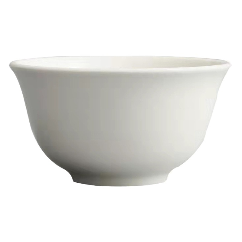 Cuencos étnicos de cerámica blanca pura para hotel, cuencos pequeños para salsa, cuencos para sopa de restaurante, cuencos para arroz, vajilla de estilo chino para uso diario.