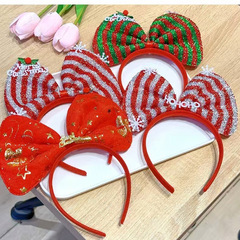 クリスマス髪飾り髪フープ大人用子供クリスマスちょう結びヘッドフープかわいいストライプ祝日パーティードレス頭フープ