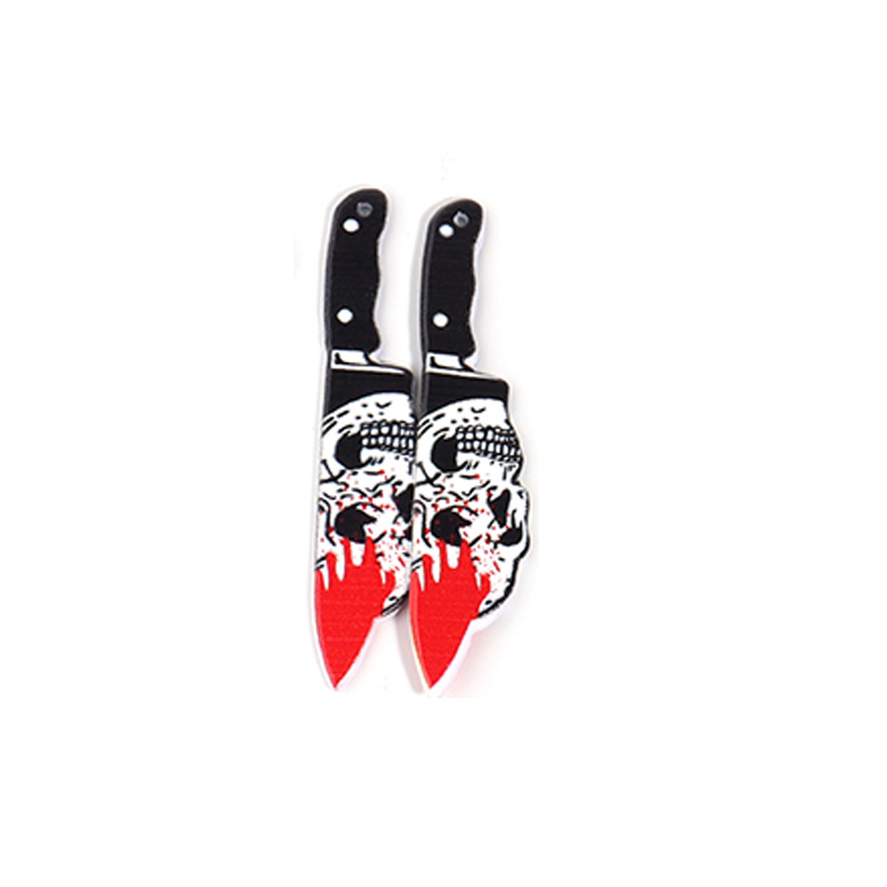 17g Weight Pendant Jewelry Making Type 52*14mm, 56*12mm, 56*14mm Jewelry Making Size DIY Jewelry Accessories Classification 10 PCS/Package Quantity Acrylic Material Halloween Festival Blade, Letter Pattern Printing Design Hip-Hop, Retro, Funny Style 10 PCS/Package 52*14mm 56*12mm 56*14mm Arylic Blade Letter Pendant 4