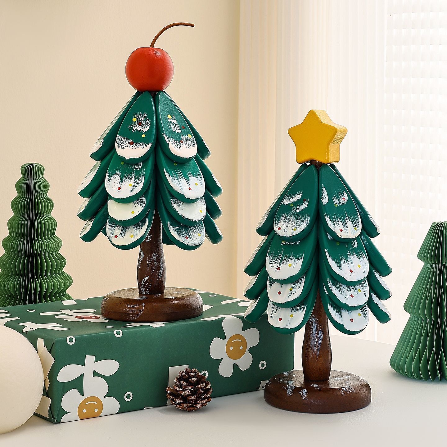 Christmas Tree Insulation Mat, Home Table Decoration, Creative Tree Solid Wood Anti-Scalding Pot Mat, High-Value Coaster and Bowl Mat