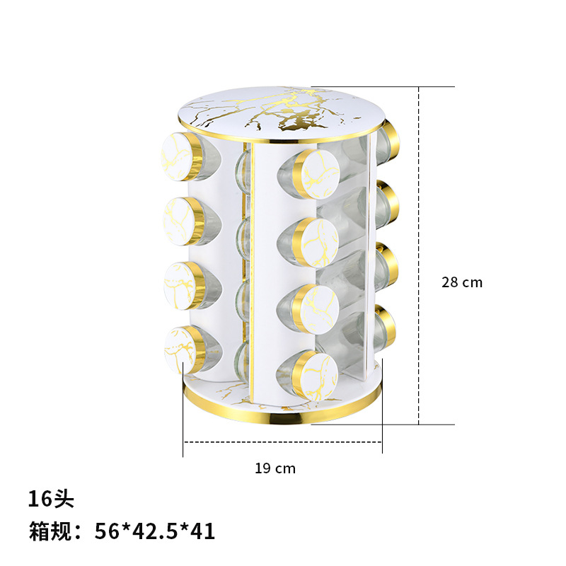 Botella de condimento de cocina estante conjunto redondo mármol estante de condimento de acero inoxidable estante giratorio
