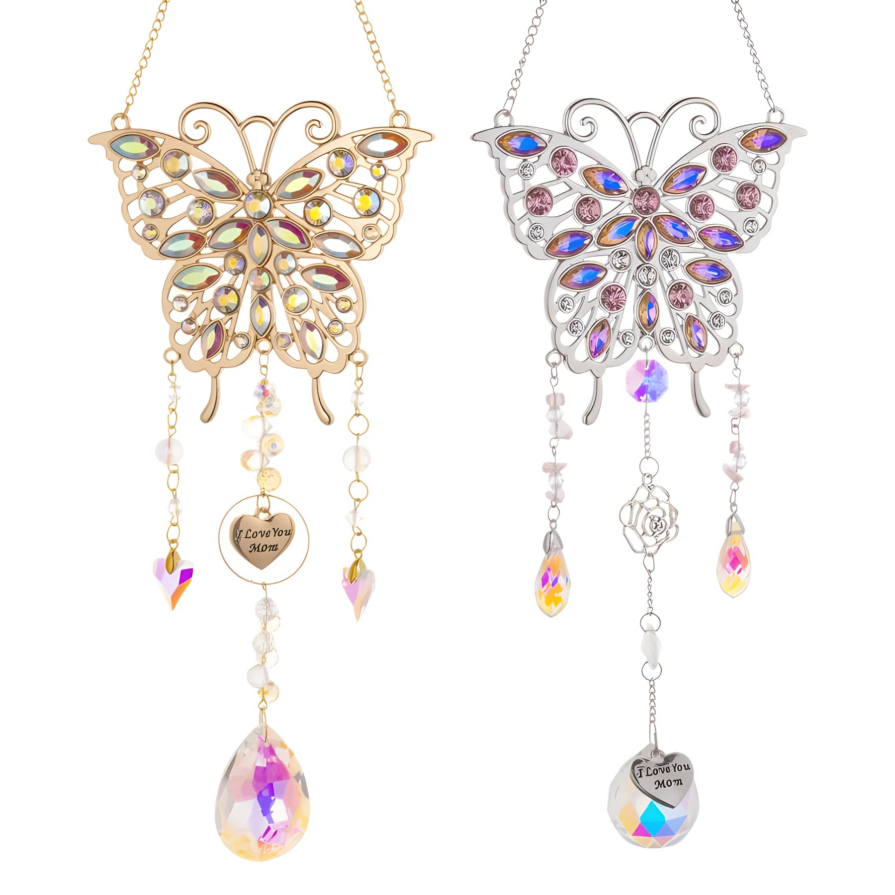 Capcană de soare cu fluture din cristal pentru grădină_voghion.com