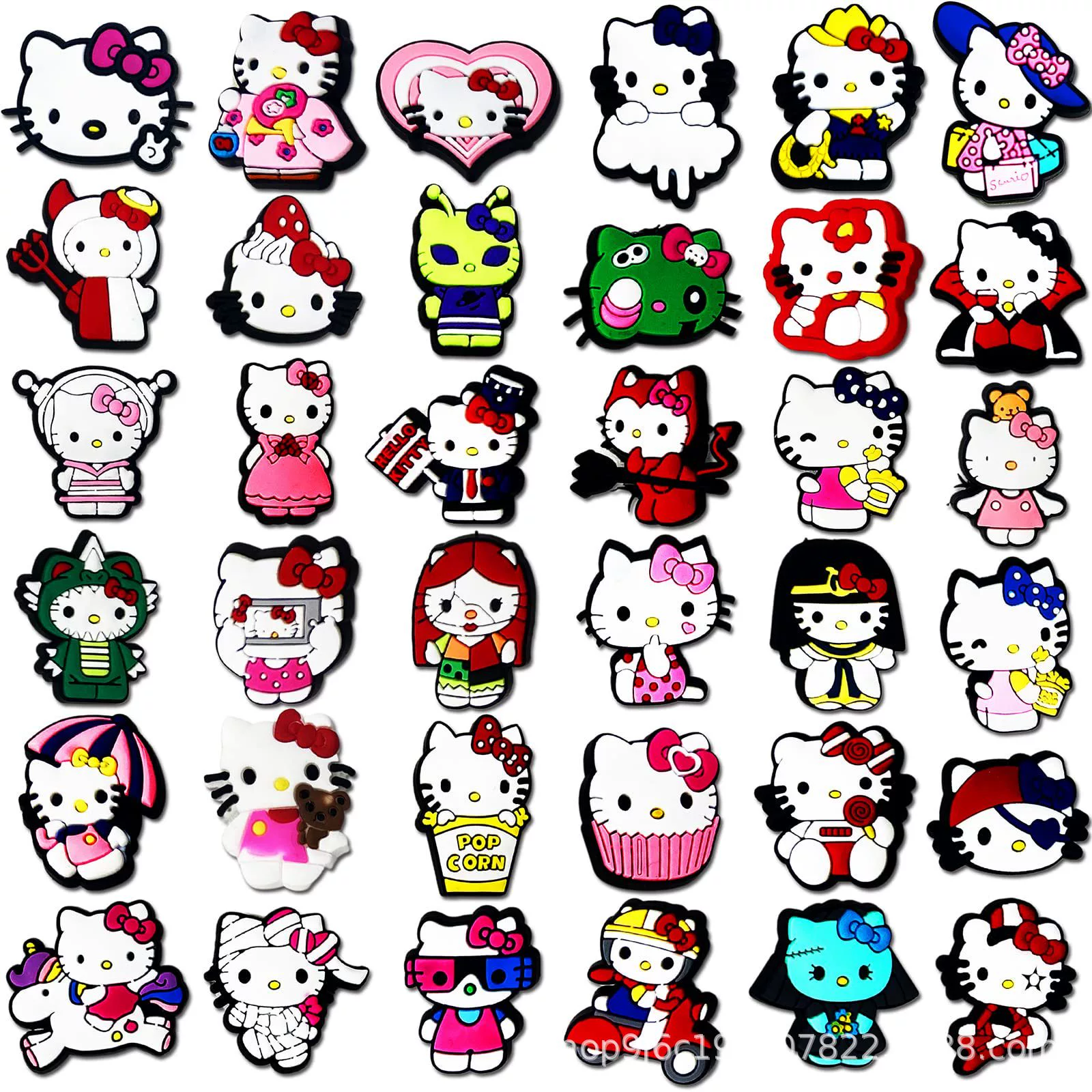 Removable accessory Hello Kitty figure charms, multi-design (30+), lightweight 0.0206 kg