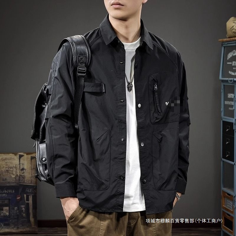 American-Style Trendy Brand Design 2026 New Workwear Men's Shirt Autumn Casual Stylish Turn-Down Collar Shirt Jacket