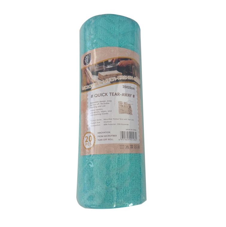 Perezoso rollo de mano rasgada toallas de cocina doméstica gruesa gruesa seca y húmeda dobles rollo de microfibra fábrica al por mayor