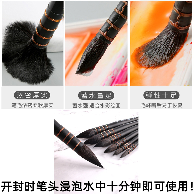 Corea del Sur artsecret ardilla pelo acuarela cepillo cabeza redonda negro grasa gris ratón animal pelo fregona cepillo 65RPY