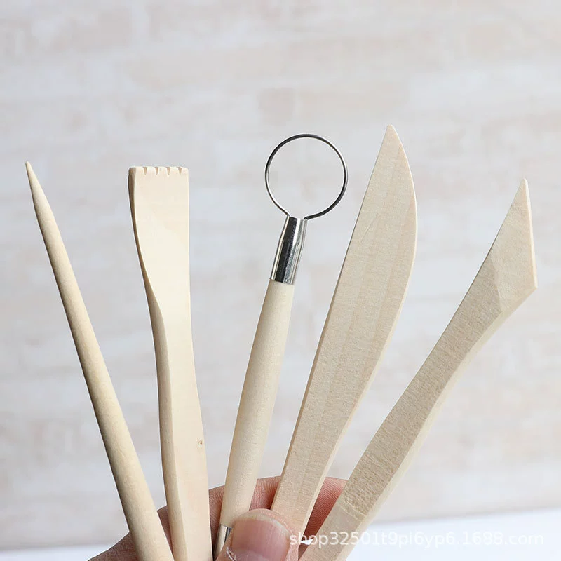 Ceramics, wooden set, clay handmade, DIY