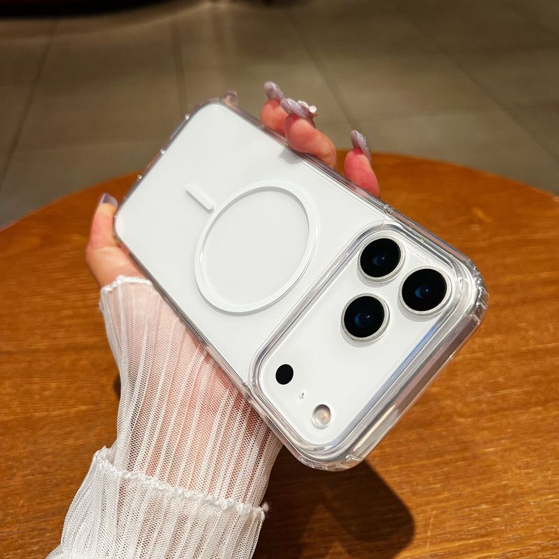适用iPhone17PROMAX手机壳高透亚克力细圈磁吸苹果16/15简约防摔X|undefined