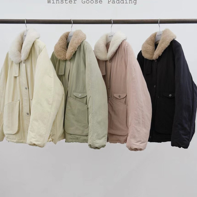 Now Erume Korea Dongdaemun Same Style Parka Workwear Goose down Jacket Women's Winter Mid-Length Fur Collar Thickeneded