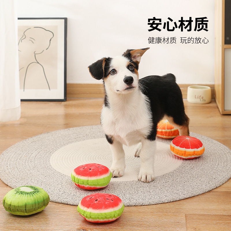Transfronterizo perro juguete para mascotas papel de sonido serie de frutas juguete de peluche molares resistentes a mordeduras suministros para mascotas al por mayor