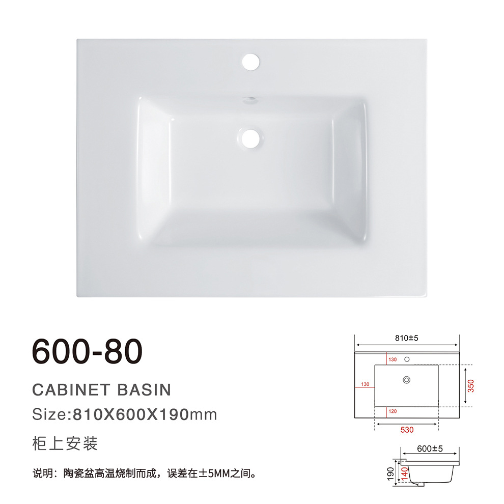 Cerámica integral lavabo 60 gran tamaño lavabo lava