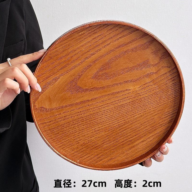 家庭用菓子茶皿皿カフェ円形菓子皿茶皿インスタ风レトロケーキ木制トレー|undefined