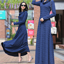春秋新款超长款女装连衣裙针织打底显瘦长袖加长大码冬