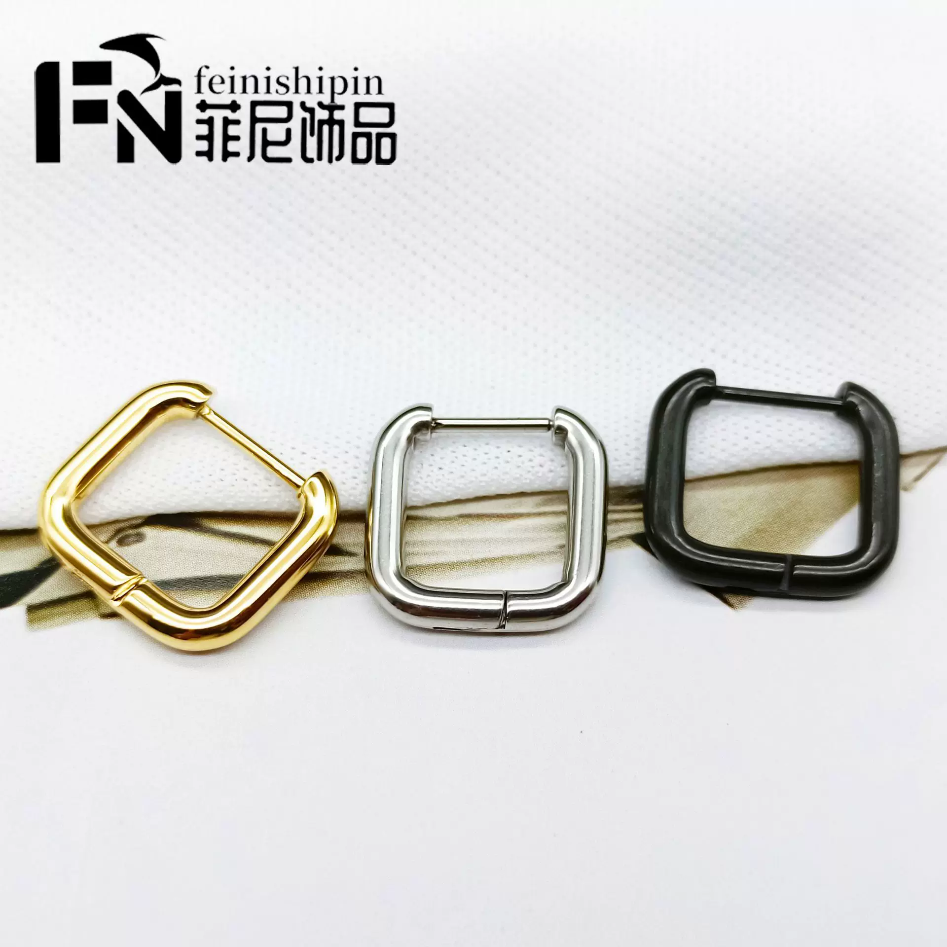 正方形耳环 2.5线径正方形不锈钢耳扣 时尚ins风四方耳圈厂家直供