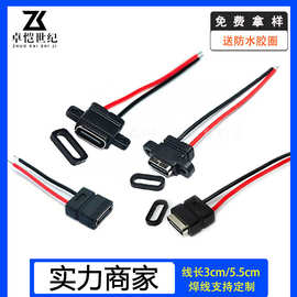 typec 2p防水母座快充插座早教机化妆镜diy带安装孔注塑tpc充电口