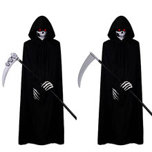 万圣节披风死神黑色披风斗篷成人儿童死神镰刀手套服装道具套装
