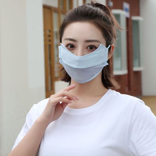 Ice silk sunscreen women's summer anti-UV gauze breathable mask driving cover full face protective nylon