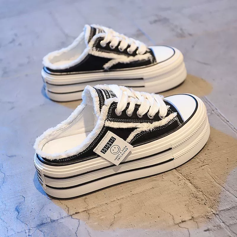 Баотоу тапочки женская летняя одежда 2024 новая обувь на холсте без каблуков