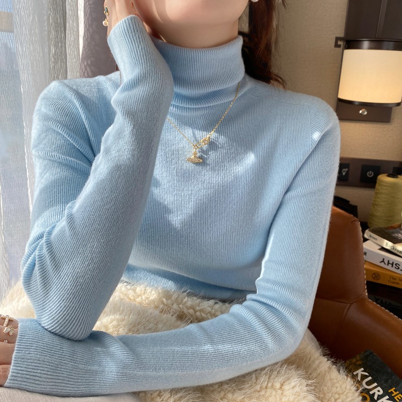 Women's turtleneck sweater, autumn and winter inner layer, 2026 new style, high-end knitted turtleneck base layer.