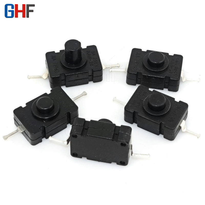 手电筒开关 HJ-1812-X一开一关按键自锁铜脚高寿命手电筒按钮开关