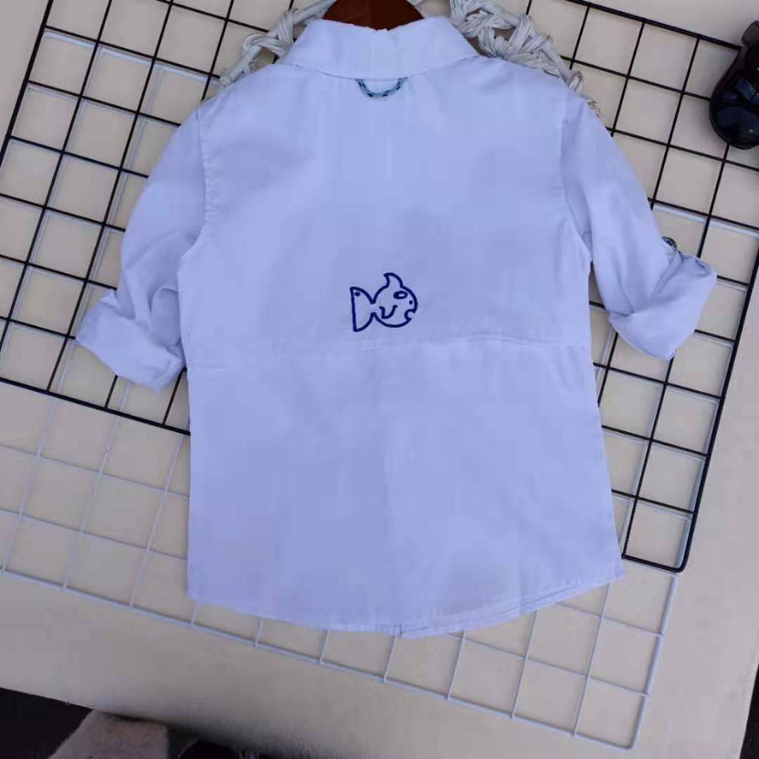Ropa para niños Comercio exterior cola hoja niños camisa de los niños de 2-Manga de verano de protección solar ropa camisa bordada