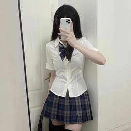 原创正版小V春秋校供感小桅jk制服格裙半身裙女学院风收腰刺绣衬
